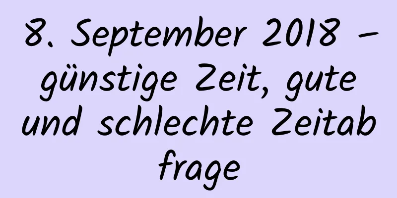 8. September 2018 – günstige Zeit, gute und schlechte Zeitabfrage