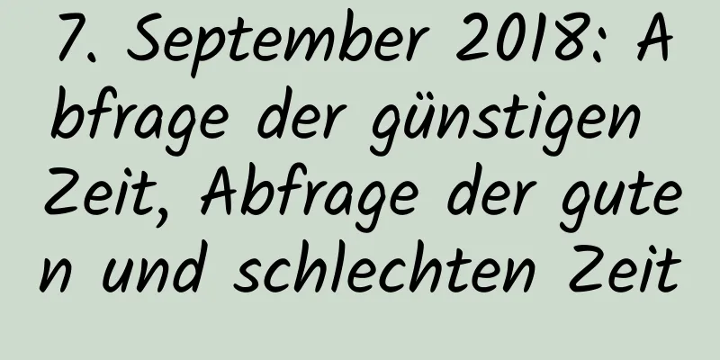 7. September 2018: Abfrage der günstigen Zeit, Abfrage der guten und schlechten Zeit