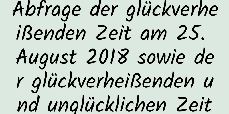 Abfrage der glückverheißenden Zeit am 25. August 2018 sowie der glückverheißenden und unglücklichen Zeit