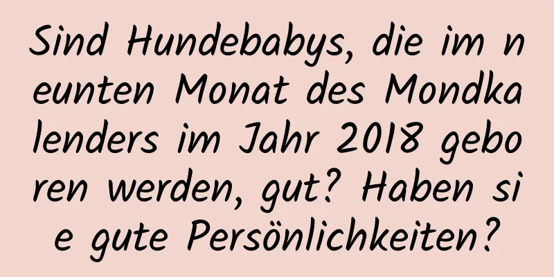 Sind Hundebabys, die im neunten Monat des Mondkalenders im Jahr 2018 geboren werden, gut? Haben sie gute Persönlichkeiten?