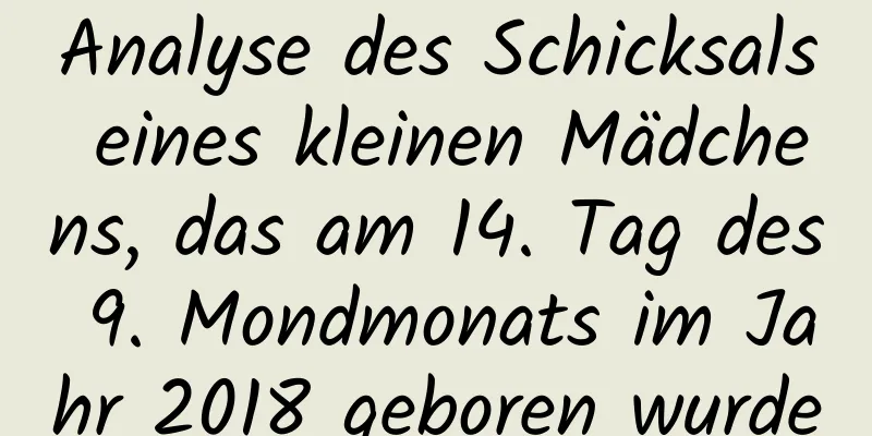 Analyse des Schicksals eines kleinen Mädchens, das am 14. Tag des 9. Mondmonats im Jahr 2018 geboren wurde