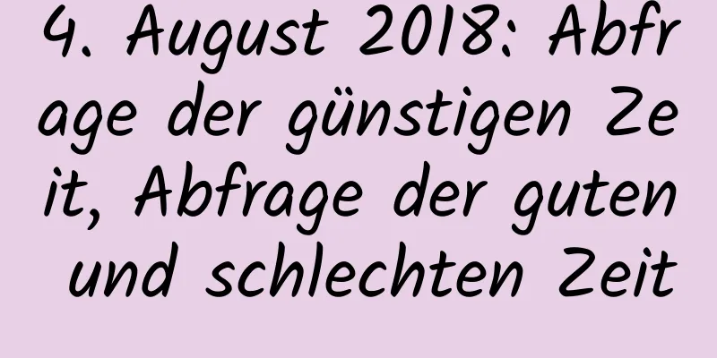 4. August 2018: Abfrage der günstigen Zeit, Abfrage der guten und schlechten Zeit