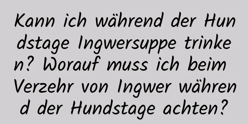 Kann ich während der Hundstage Ingwersuppe trinken? Worauf muss ich beim Verzehr von Ingwer während der Hundstage achten?