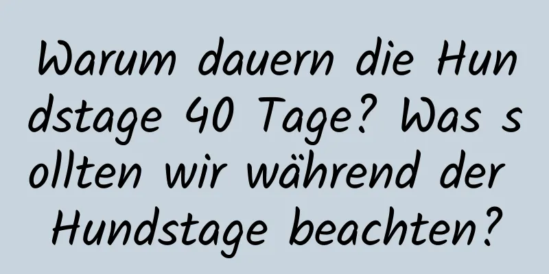 Warum dauern die Hundstage 40 Tage? Was sollten wir während der Hundstage beachten?