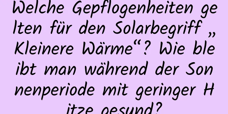 Welche Gepflogenheiten gelten für den Solarbegriff „Kleinere Wärme“? Wie bleibt man während der Sonnenperiode mit geringer Hitze gesund?