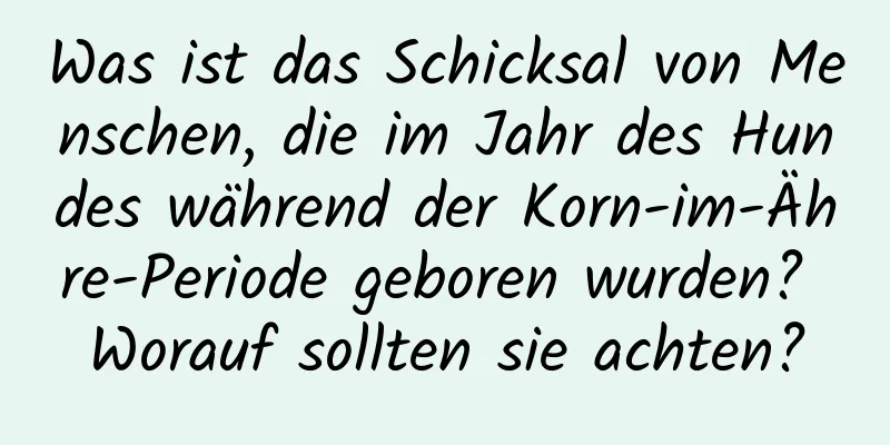 Was ist das Schicksal von Menschen, die im Jahr des Hundes während der Korn-im-Ähre-Periode geboren wurden? Worauf sollten sie achten?