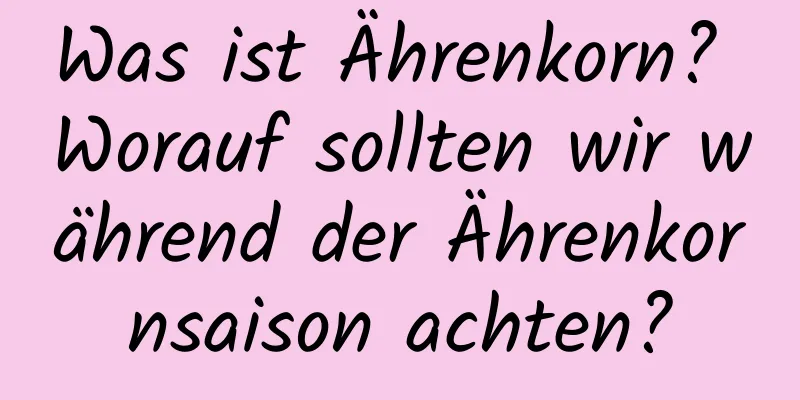 Was ist Ährenkorn? Worauf sollten wir während der Ährenkornsaison achten?