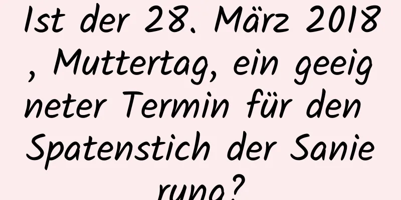 Ist der 28. März 2018, Muttertag, ein geeigneter Termin für den Spatenstich der Sanierung?