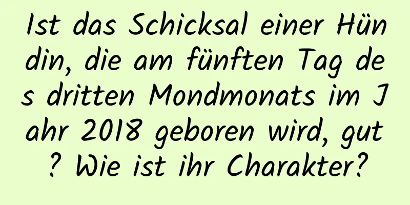 Ist das Schicksal einer Hündin, die am fünften Tag des dritten Mondmonats im Jahr 2018 geboren wird, gut? Wie ist ihr Charakter?