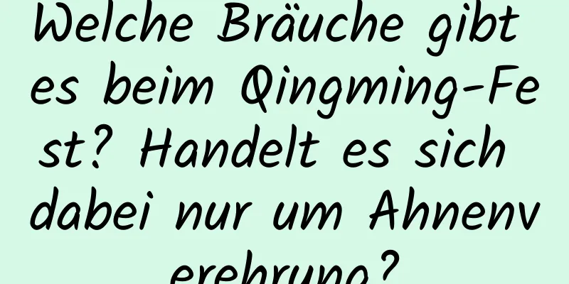 Welche Bräuche gibt es beim Qingming-Fest? Handelt es sich dabei nur um Ahnenverehrung?