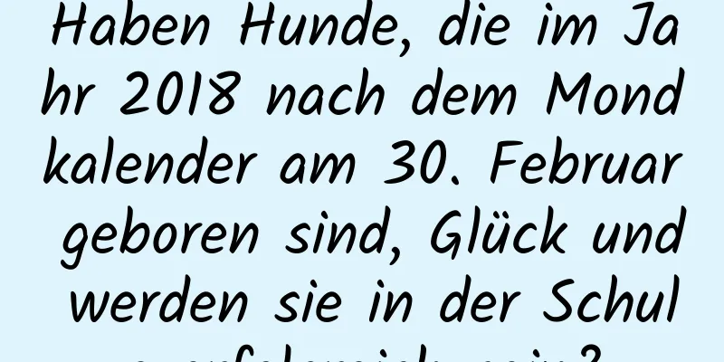 Haben Hunde, die im Jahr 2018 nach dem Mondkalender am 30. Februar geboren sind, Glück und werden sie in der Schule erfolgreich sein?