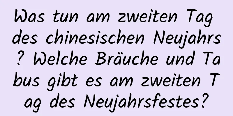 Was tun am zweiten Tag des chinesischen Neujahrs? Welche Bräuche und Tabus gibt es am zweiten Tag des Neujahrsfestes?