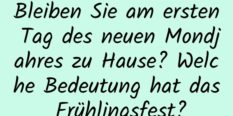 Bleiben Sie am ersten Tag des neuen Mondjahres zu Hause? Welche Bedeutung hat das Frühlingsfest?