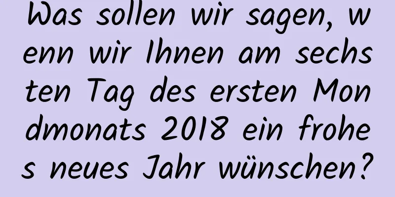 Was sollen wir sagen, wenn wir Ihnen am sechsten Tag des ersten Mondmonats 2018 ein frohes neues Jahr wünschen?