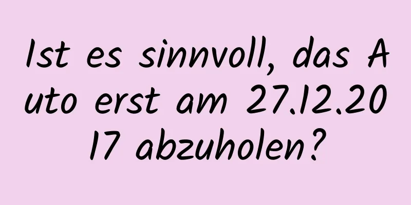 Ist es sinnvoll, das Auto erst am 27.12.2017 abzuholen?