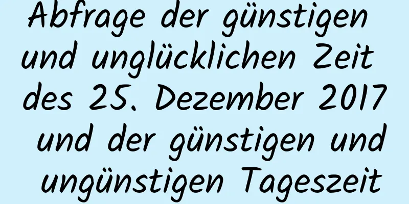 Abfrage der günstigen und unglücklichen Zeit des 25. Dezember 2017 und der günstigen und ungünstigen Tageszeit