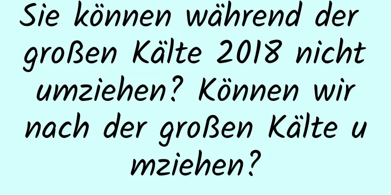 Sie können während der großen Kälte 2018 nicht umziehen? Können wir nach der großen Kälte umziehen?