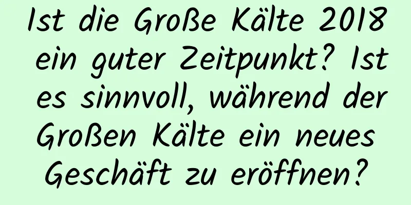 Ist die Große Kälte 2018 ein guter Zeitpunkt? Ist es sinnvoll, während der Großen Kälte ein neues Geschäft zu eröffnen?