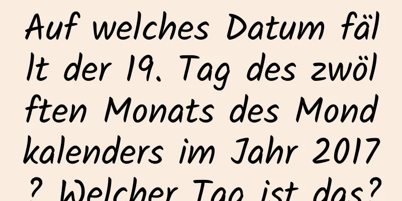 Auf welches Datum fällt der 19. Tag des zwölften Monats des Mondkalenders im Jahr 2017? Welcher Tag ist das?