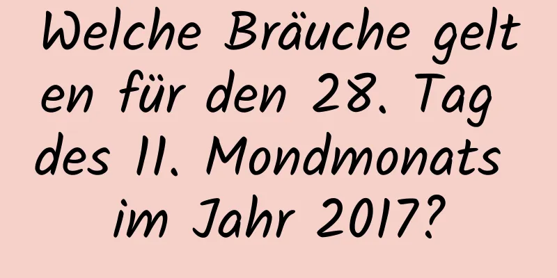 Welche Bräuche gelten für den 28. Tag des 11. Mondmonats im Jahr 2017?