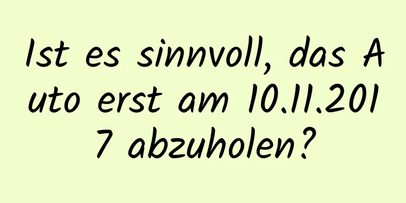 Ist es sinnvoll, das Auto erst am 10.11.2017 abzuholen?