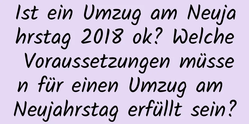 Ist ein Umzug am Neujahrstag 2018 ok? Welche Voraussetzungen müssen für einen Umzug am Neujahrstag erfüllt sein?