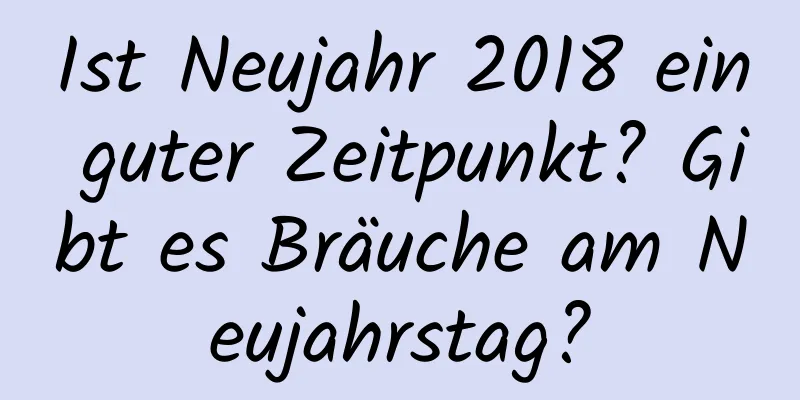 Ist Neujahr 2018 ein guter Zeitpunkt? Gibt es Bräuche am Neujahrstag?