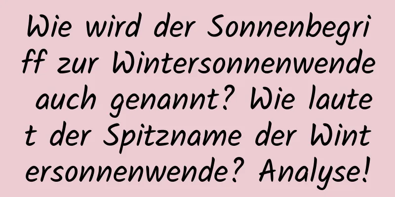 Wie wird der Sonnenbegriff zur Wintersonnenwende auch genannt? Wie lautet der Spitzname der Wintersonnenwende? Analyse!