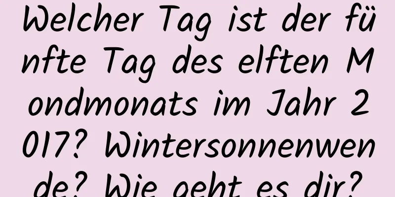 Welcher Tag ist der fünfte Tag des elften Mondmonats im Jahr 2017? Wintersonnenwende? Wie geht es dir?