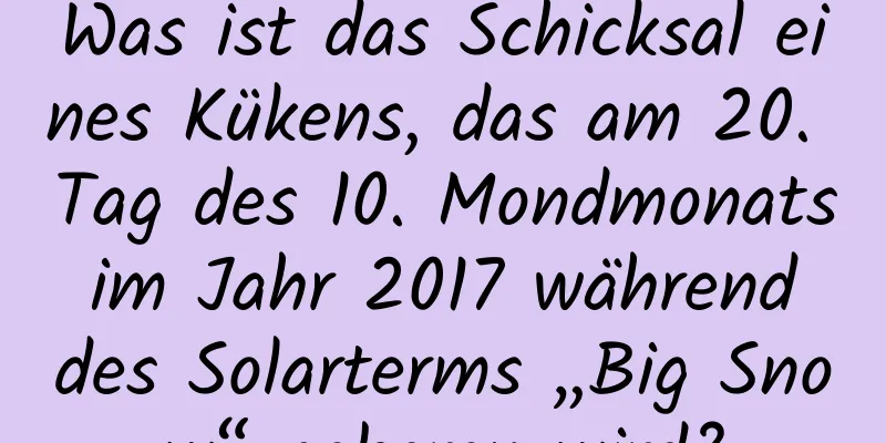 Was ist das Schicksal eines Kükens, das am 20. Tag des 10. Mondmonats im Jahr 2017 während des Solarterms „Big Snow“ geboren wird?