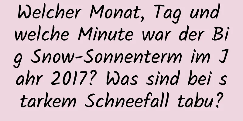 Welcher Monat, Tag und welche Minute war der Big Snow-Sonnenterm im Jahr 2017? Was sind bei starkem Schneefall tabu?