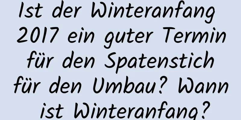 Ist der Winteranfang 2017 ein guter Termin für den Spatenstich für den Umbau? Wann ist Winteranfang?