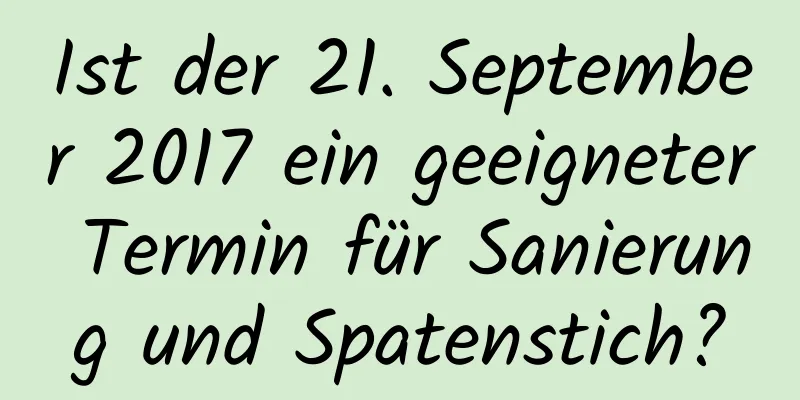 Ist der 21. September 2017 ein geeigneter Termin für Sanierung und Spatenstich?