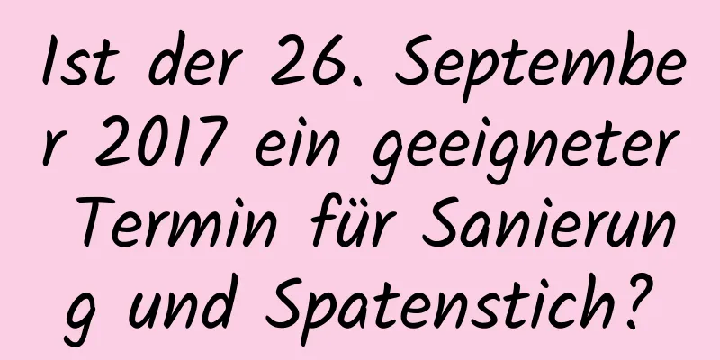 Ist der 26. September 2017 ein geeigneter Termin für Sanierung und Spatenstich?