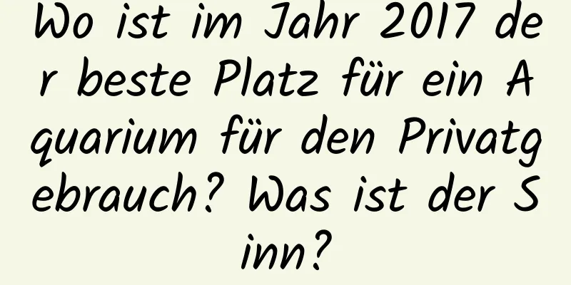 Wo ist im Jahr 2017 der beste Platz für ein Aquarium für den Privatgebrauch? Was ist der Sinn?