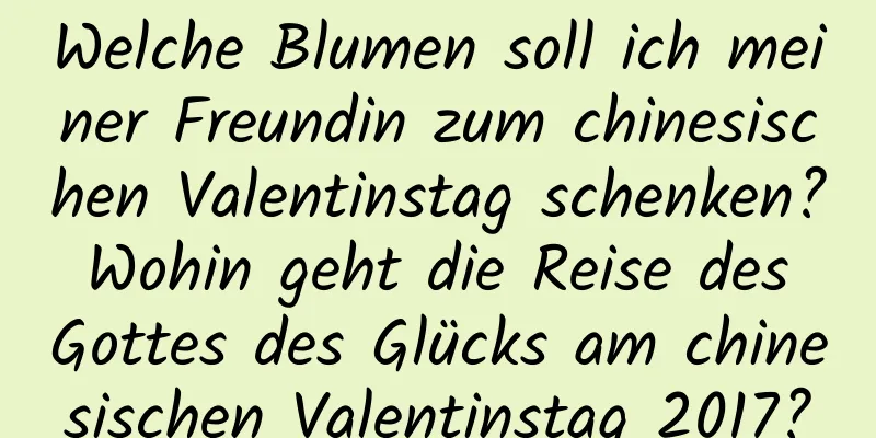 Welche Blumen soll ich meiner Freundin zum chinesischen Valentinstag schenken? Wohin geht die Reise des Gottes des Glücks am chinesischen Valentinstag 2017?