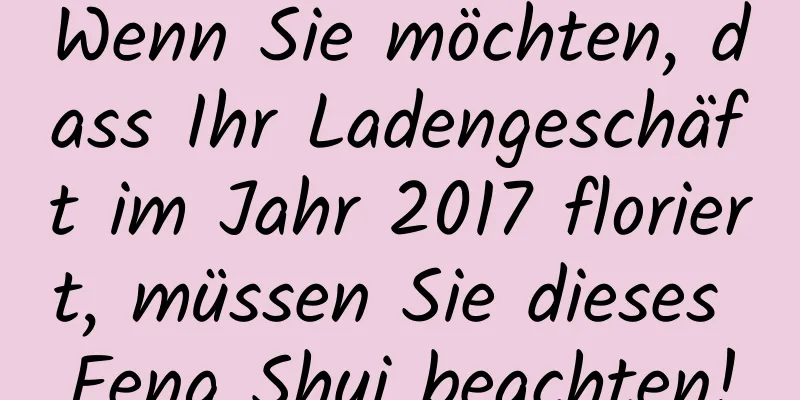 Wenn Sie möchten, dass Ihr Ladengeschäft im Jahr 2017 floriert, müssen Sie dieses Feng Shui beachten!