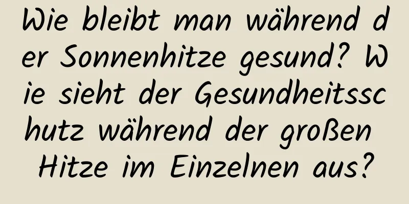 Wie bleibt man während der Sonnenhitze gesund? Wie sieht der Gesundheitsschutz während der großen Hitze im Einzelnen aus?