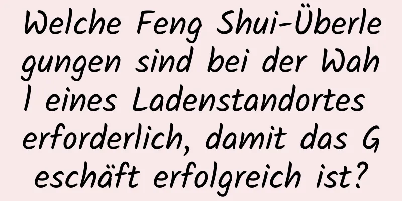 Welche Feng Shui-Überlegungen sind bei der Wahl eines Ladenstandortes erforderlich, damit das Geschäft erfolgreich ist?