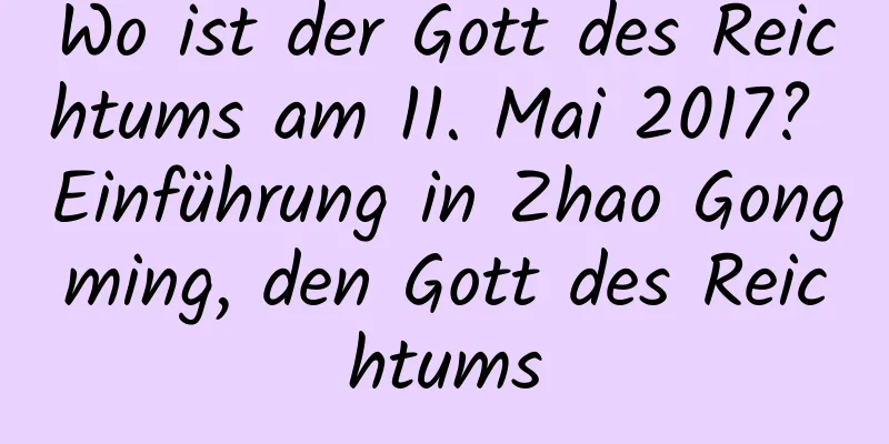 Wo ist der Gott des Reichtums am 11. Mai 2017? Einführung in Zhao Gongming, den Gott des Reichtums