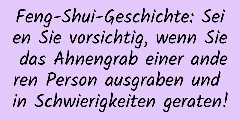 Feng-Shui-Geschichte: Seien Sie vorsichtig, wenn Sie das Ahnengrab einer anderen Person ausgraben und in Schwierigkeiten geraten!