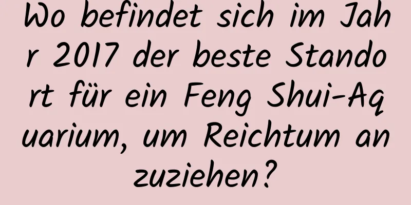 Wo befindet sich im Jahr 2017 der beste Standort für ein Feng Shui-Aquarium, um Reichtum anzuziehen?