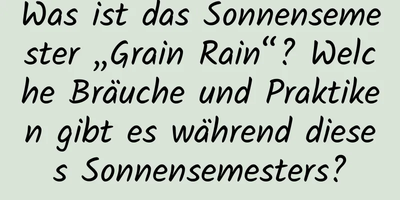 Was ist das Sonnensemester „Grain Rain“? Welche Bräuche und Praktiken gibt es während dieses Sonnensemesters?