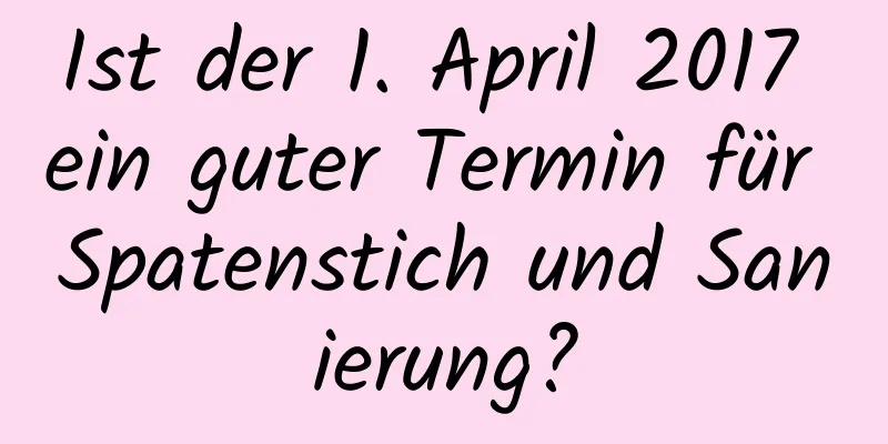 Ist der 1. April 2017 ein guter Termin für Spatenstich und Sanierung?