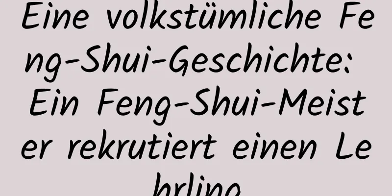 Eine volkstümliche Feng-Shui-Geschichte: Ein Feng-Shui-Meister rekrutiert einen Lehrling