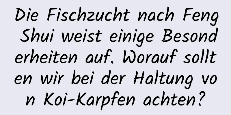 Die Fischzucht nach Feng Shui weist einige Besonderheiten auf. Worauf sollten wir bei der Haltung von Koi-Karpfen achten?