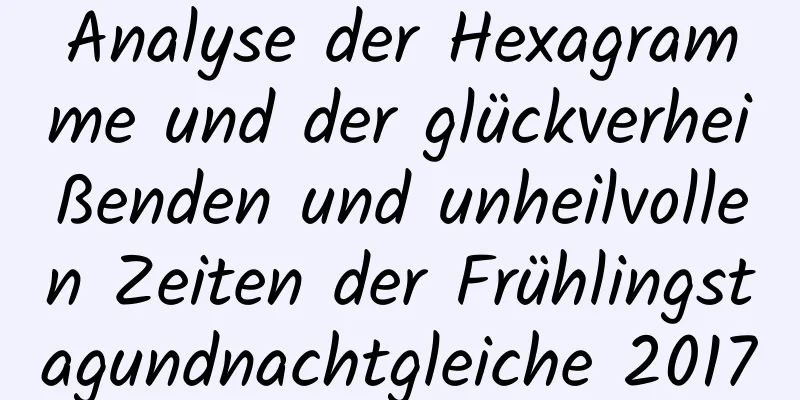 Analyse der Hexagramme und der glückverheißenden und unheilvollen Zeiten der Frühlingstagundnachtgleiche 2017