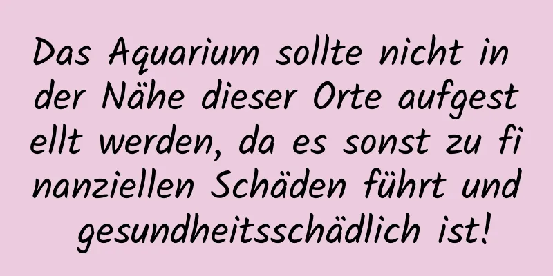 Das Aquarium sollte nicht in der Nähe dieser Orte aufgestellt werden, da es sonst zu finanziellen Schäden führt und gesundheitsschädlich ist!