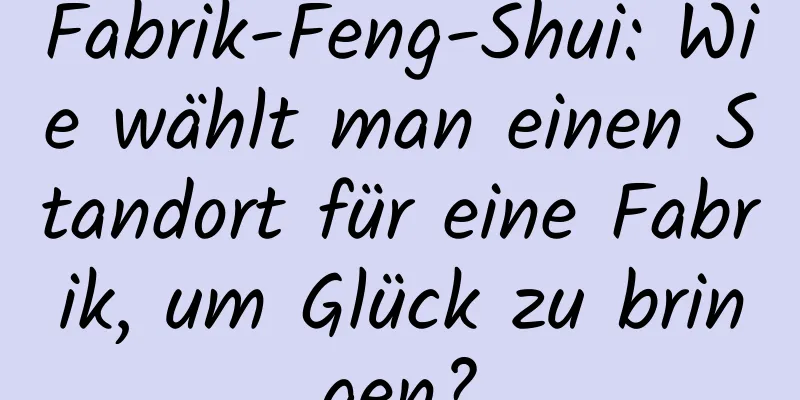 Fabrik-Feng-Shui: Wie wählt man einen Standort für eine Fabrik, um Glück zu bringen?