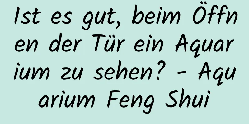 Ist es gut, beim Öffnen der Tür ein Aquarium zu sehen? - Aquarium Feng Shui